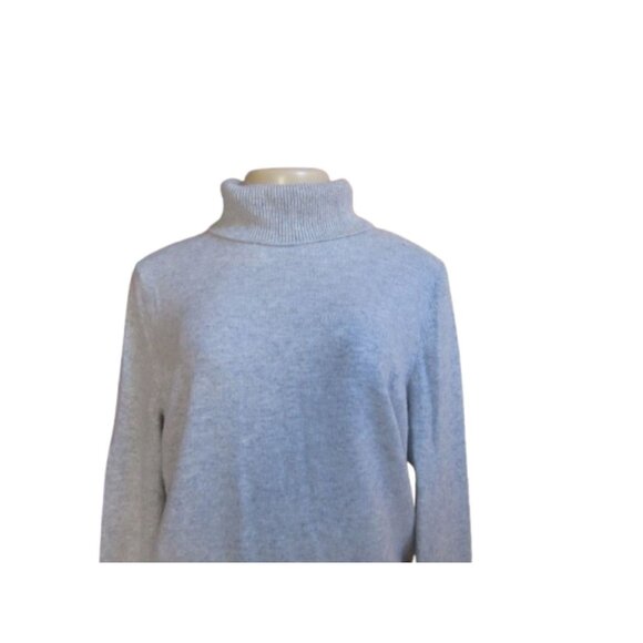 Lands End Gray Cashmere Turtleneck Long Sleeve Sweater Size L - Picture 3 of 7